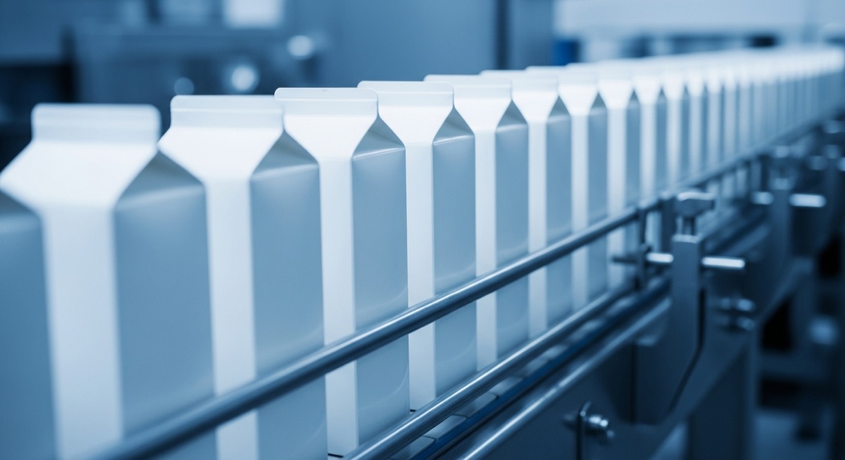 Aseptic multilayer milk cartons on a filling line